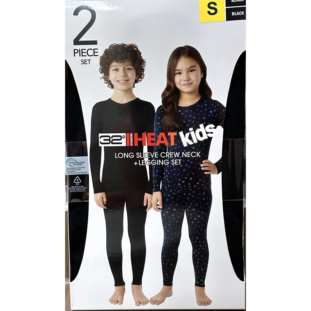 32° Heat Kids Crewneck Legging & Top  Base Layer Set Snowflake Pattern NIB Lg.